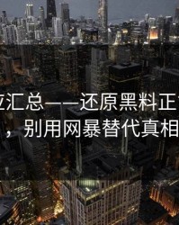 官方回应汇总——还原黑料正能量往期，别用网暴替代真相