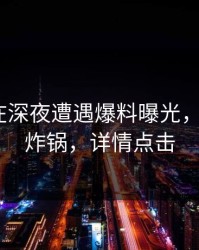 主持人在深夜遭遇爆料曝光，17c全网炸锅，详情点击