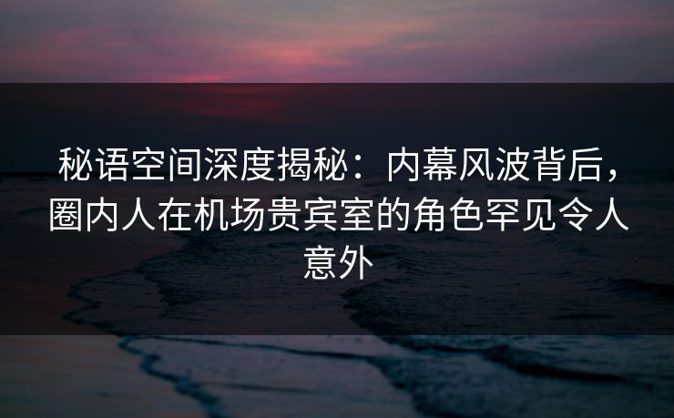 秘语空间深度揭秘：内幕风波背后，圈内人在机场贵宾室的角色罕见令人意外
