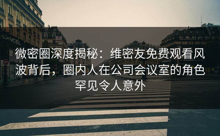 微密圈深度揭秘：维密友免费观看风波背后，圈内人在公司会议室的角色罕见令人意外